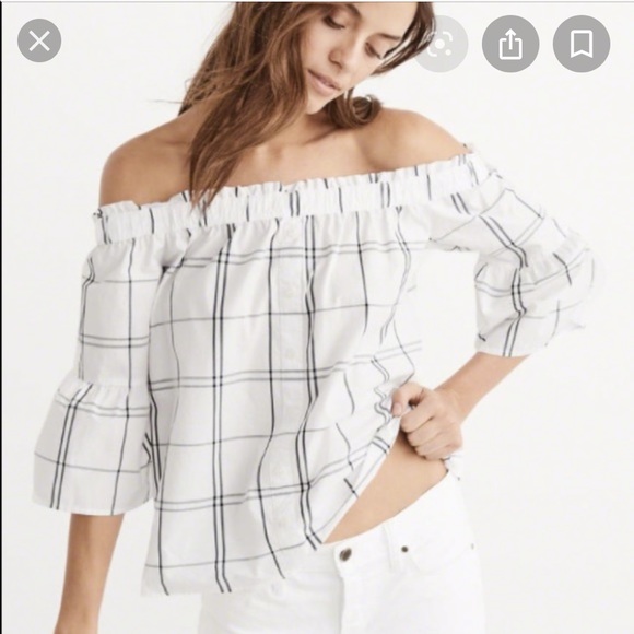 Abercrombie & Fitch off the shoulder poplin top - Picture 4 of 4